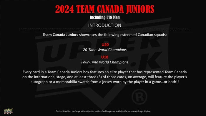 Upper Deck 2024 Team Canada Juniors Hobby Box