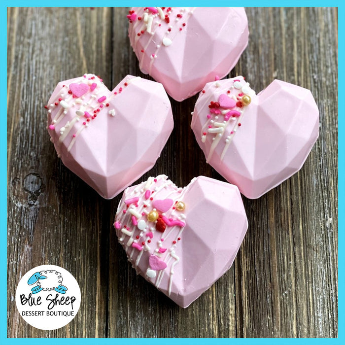 valentine's day geometric heart cocoa bombs