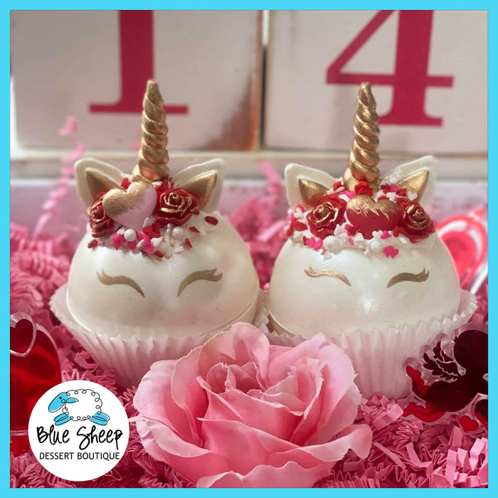 valentine's day unicorn hot cocoa bomb