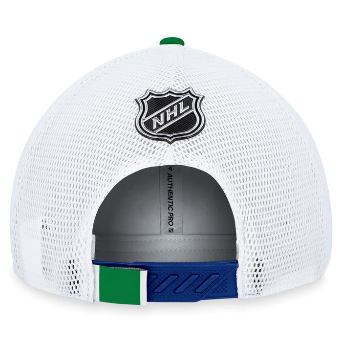 Vancouver Canucks Fanatics Branded Blue 2023 NHL Draft On Stage Trucker Adjustable Hat