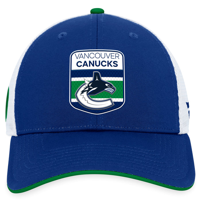 Vancouver Canucks Fanatics Branded Blue 2023 NHL Draft On Stage Trucker Adjustable Hat