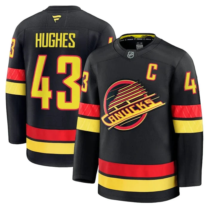 Vancouver Canucks Quinn Hughes #43 "C" Fanatics Premium Jersey - Black