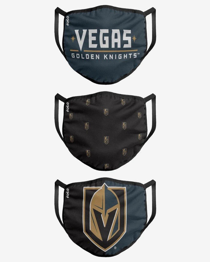 Vegas Golden Knights FOCO NHL Face Mask Covers Adult 3 Pack