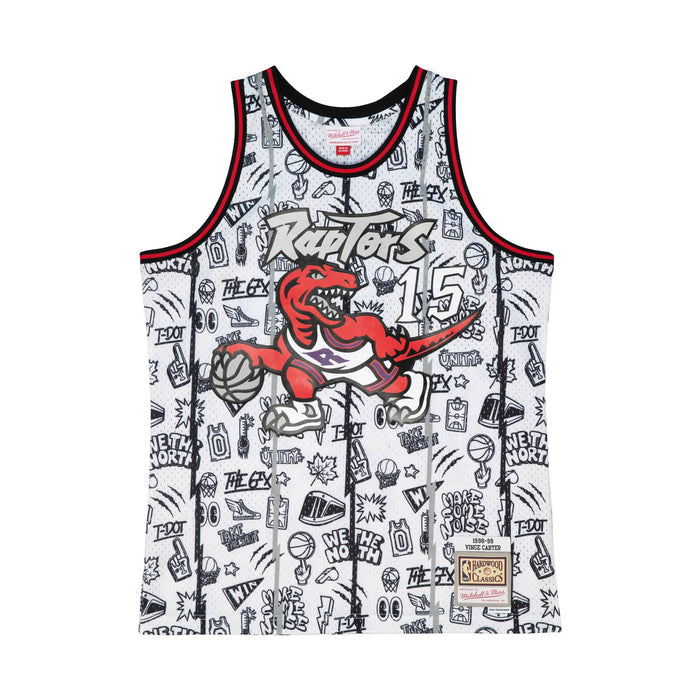 Vince Carter #15 Toronto Raptors Mitchell & Ness Doodle 1998-99 Hardwood Classic Swingman White Jersey