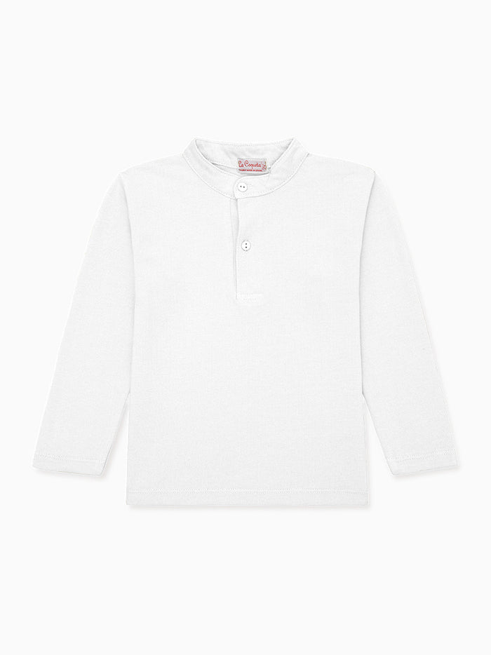 White Alcomo Long Sleeve Boy Polo Shirt