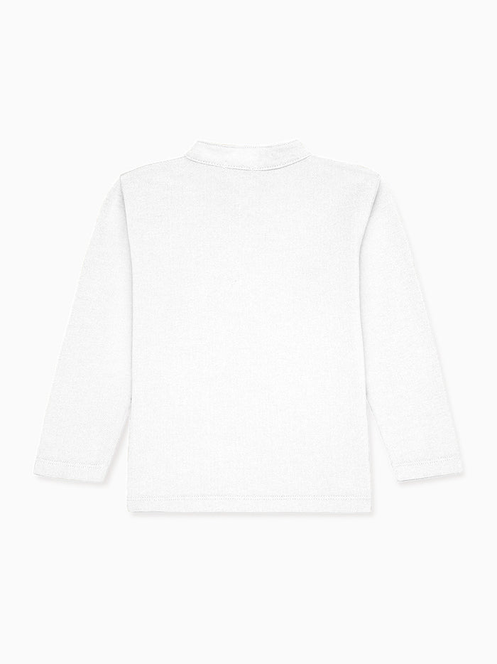 White Alcomo Long Sleeve Boy Polo Shirt