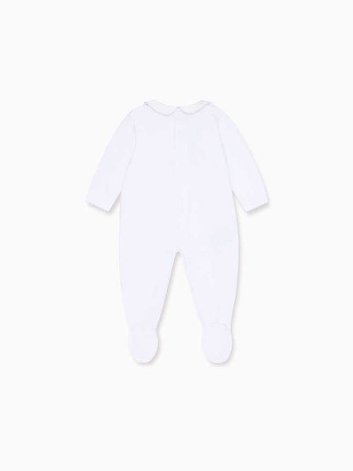 White Angel Baby Hand-Smocked Sleepsuit