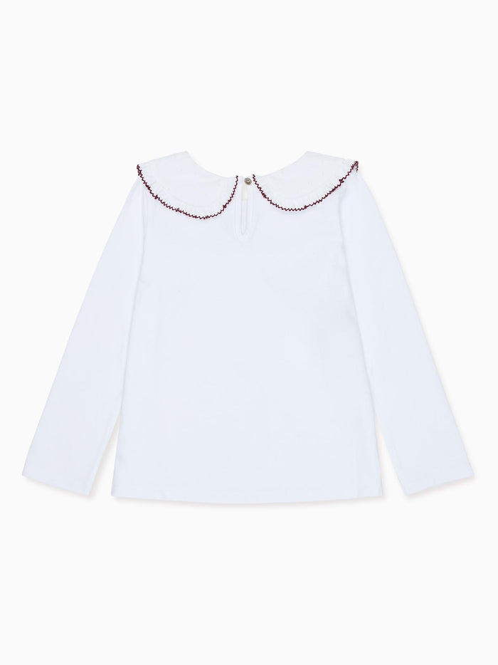 White & Burgundy Macerena Long Sleeve Girl Top