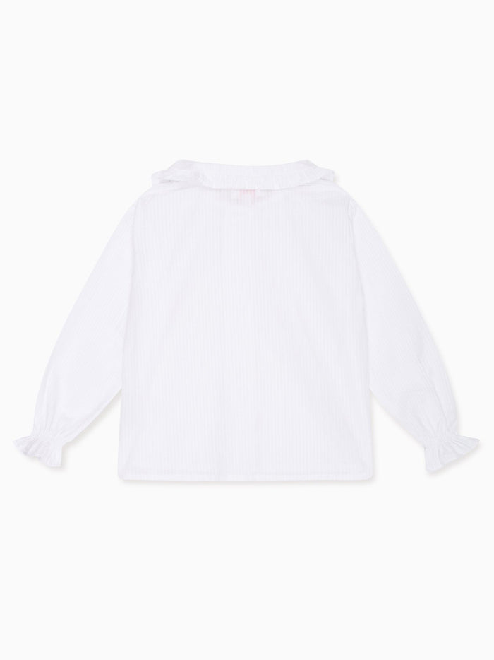 White Dameras Long Sleeve Girl Shirt