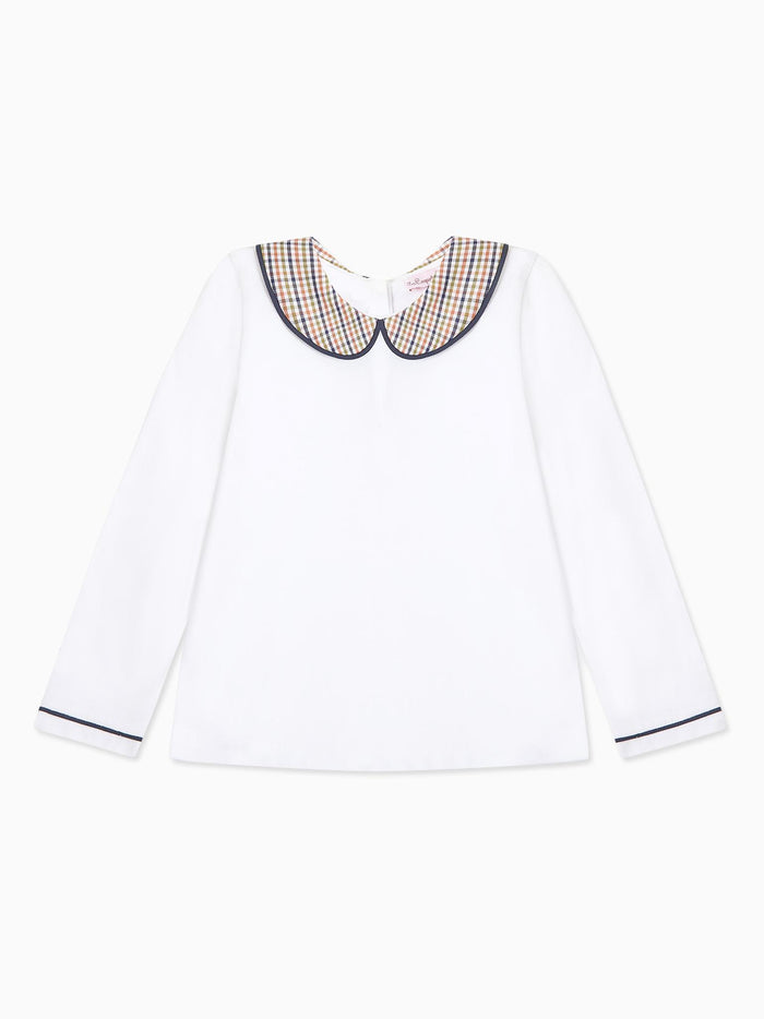 White & Green Check Romo Long Sleeve Baby Top