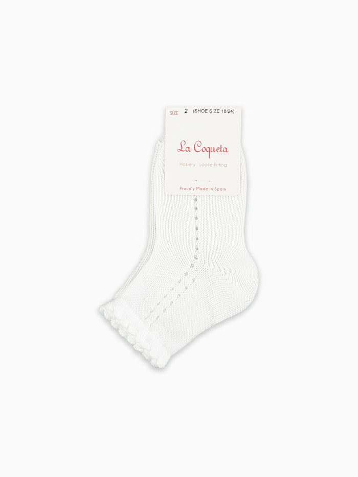 White Openwork Short Girl Socks