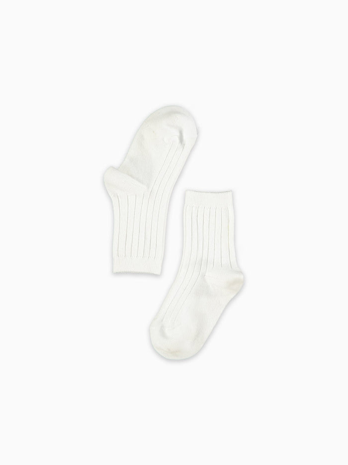 White Ribbed Short Kids Socks