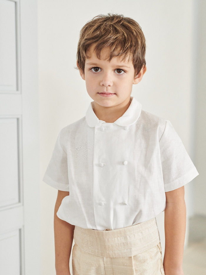 White Toni Ceremony Short Sleeve Boy Shirt