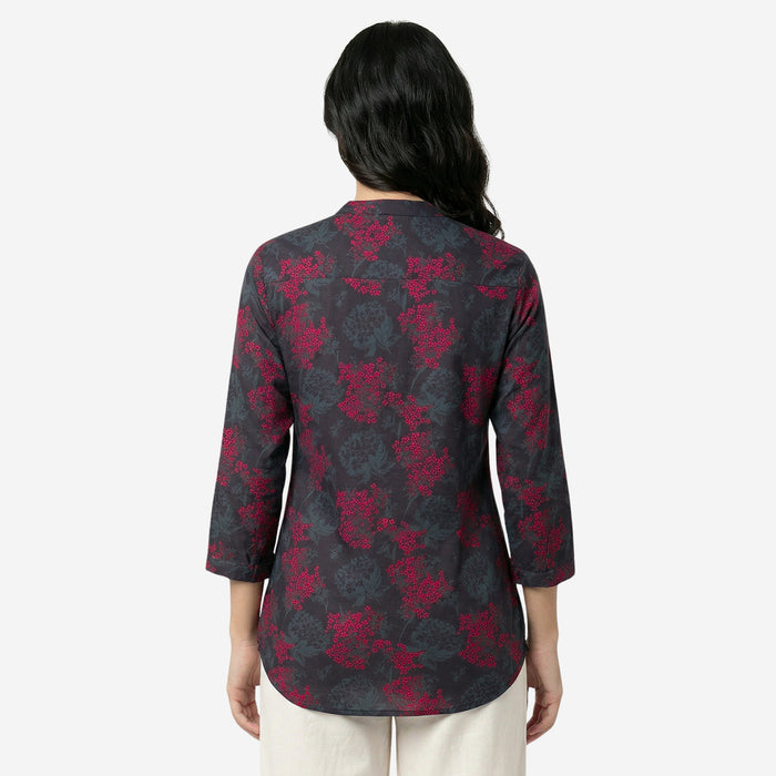 Women Floral Printed Short Kurti – Stylish & Comfortable (Grey)