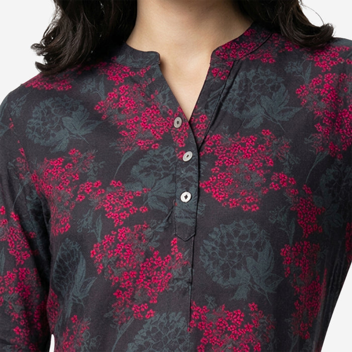 Women Floral Printed Short Kurti – Stylish & Comfortable (Grey)