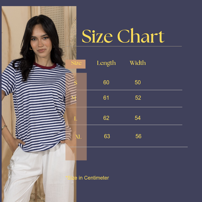 Women's Basic Stripey Tshirt- Burgundy Rib ( Size: Medium)