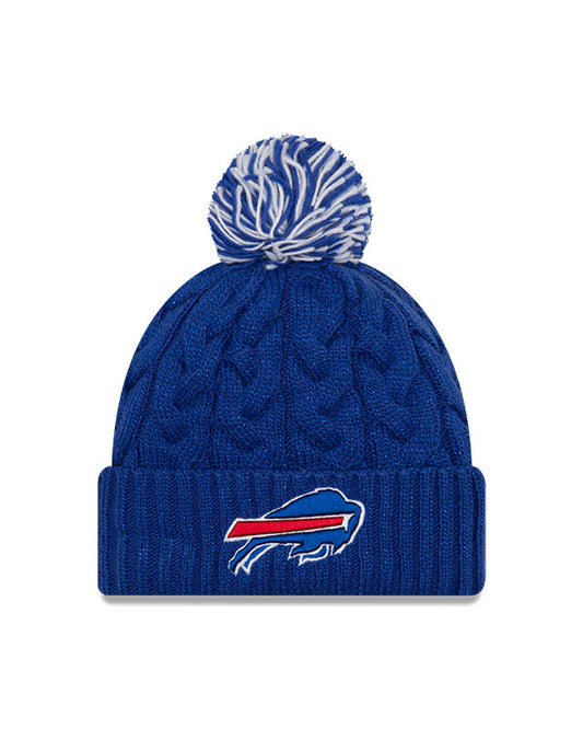 Women's Buffalo Bills New Era Cozy Cable Laser Cuff Pom Knit Toque