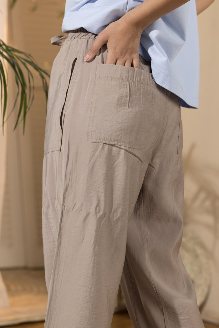 Women's Flowy Elasticated Leg Pants - Cafe