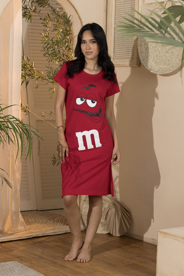 Women's Nightdress - M&Ms (Size: S.M.L.Xl)- Red