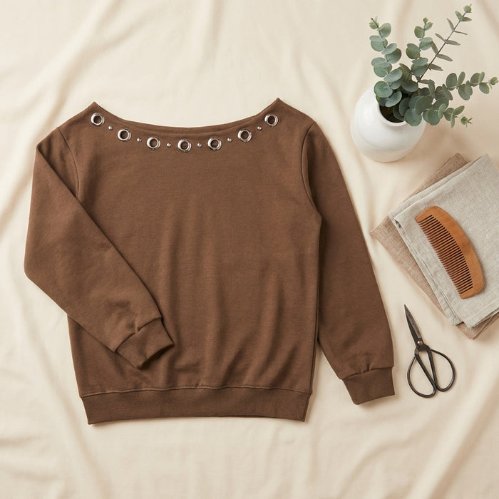 Women's Off Shoulder-Ring Accessory- Brown