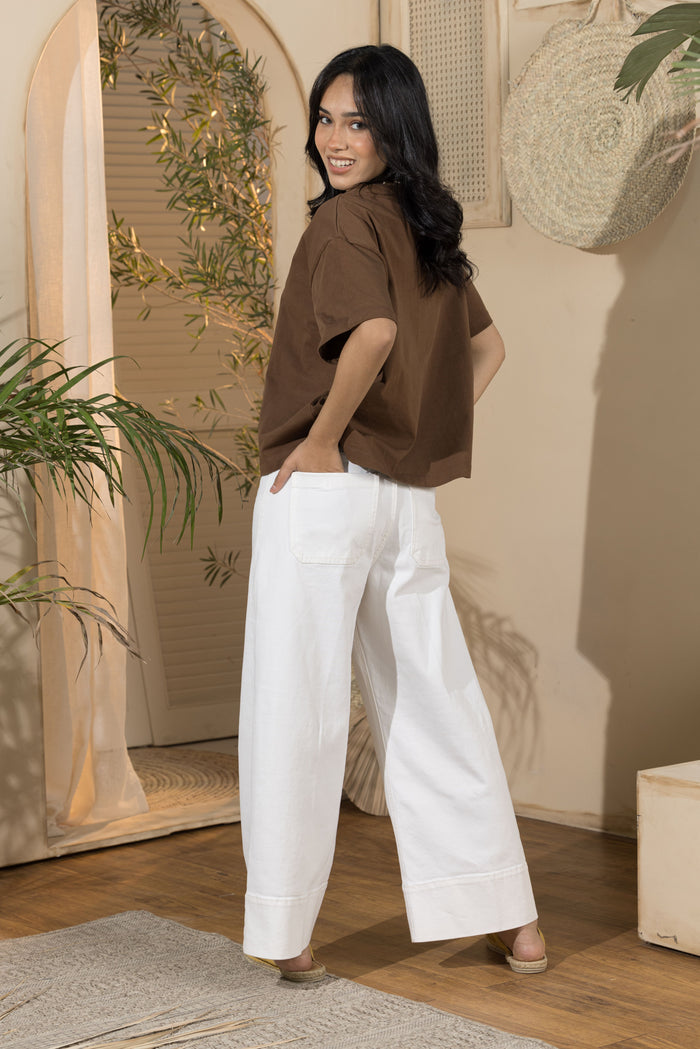 Women's Oversized Basic Tshirt-Chestnut Brown