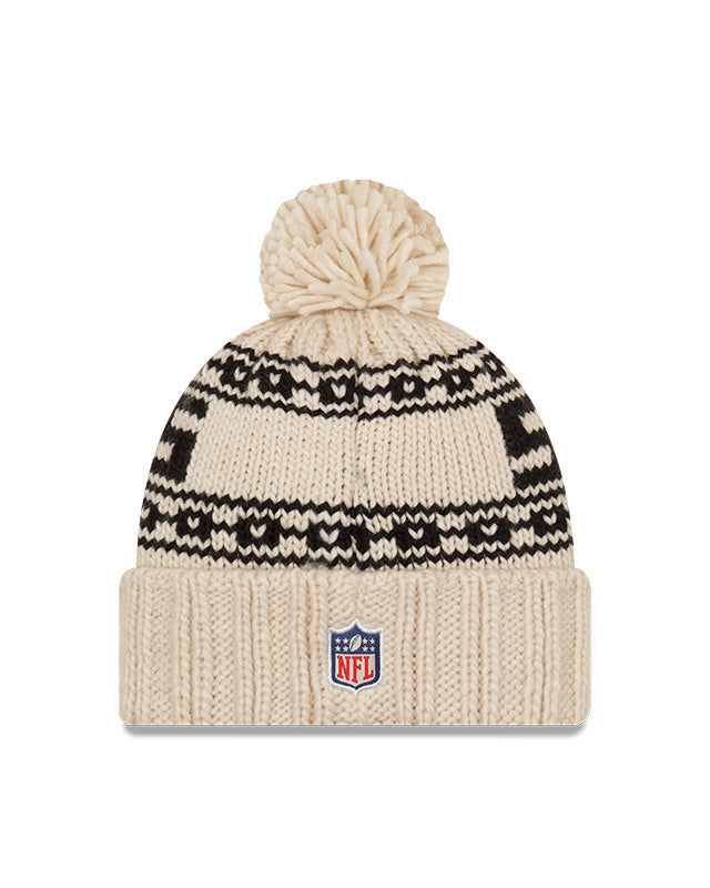 Women's Pittsburgh Steelers New Era 2021 NFL Sideline Pom Cuffed Knit Hat - Natural