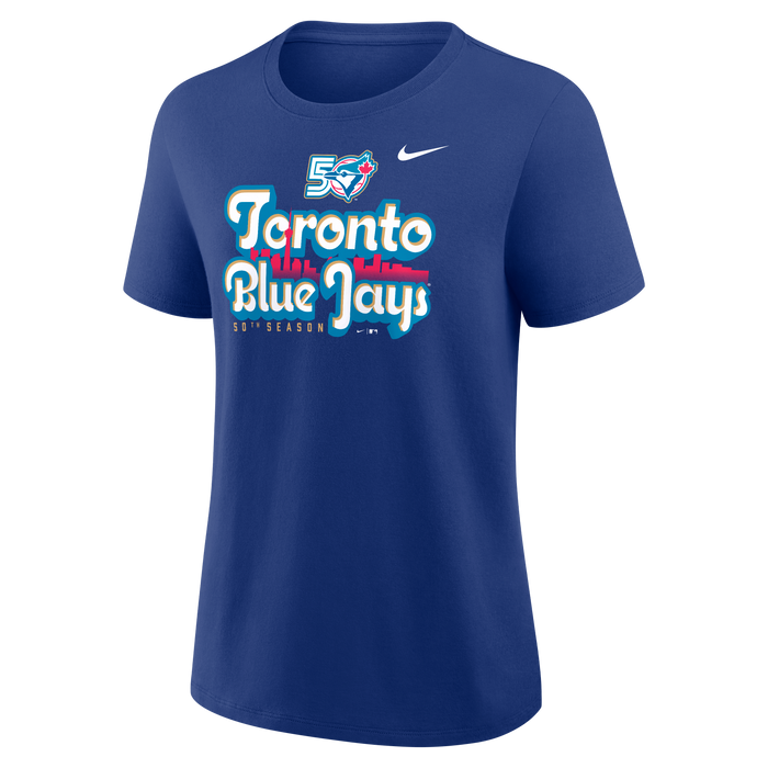 Womens Toronto Blue Jays New Era 50th Season Anniversary Fan Graphic T-Shirt - Royal Blue