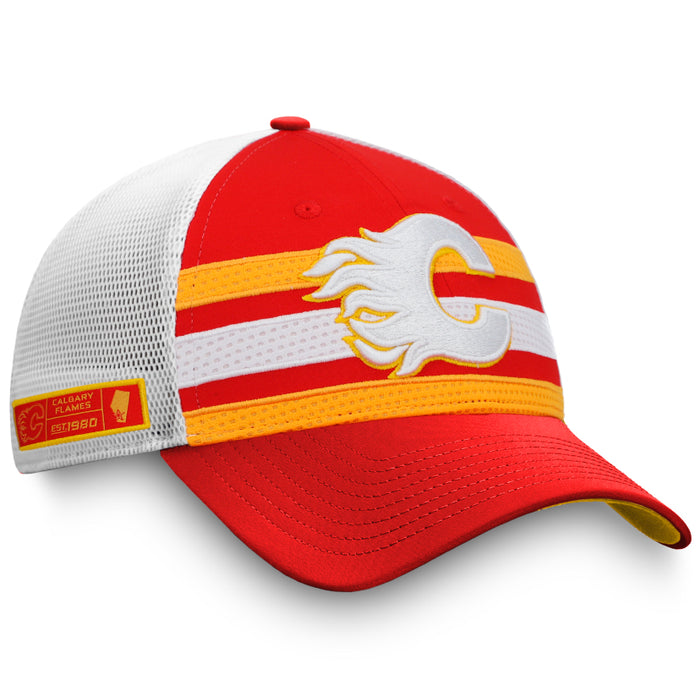 Youth Calgary Flames Fanatics Branded 2020 NHL Draft Authentic Pro Structured Adjustable Trucker Hat