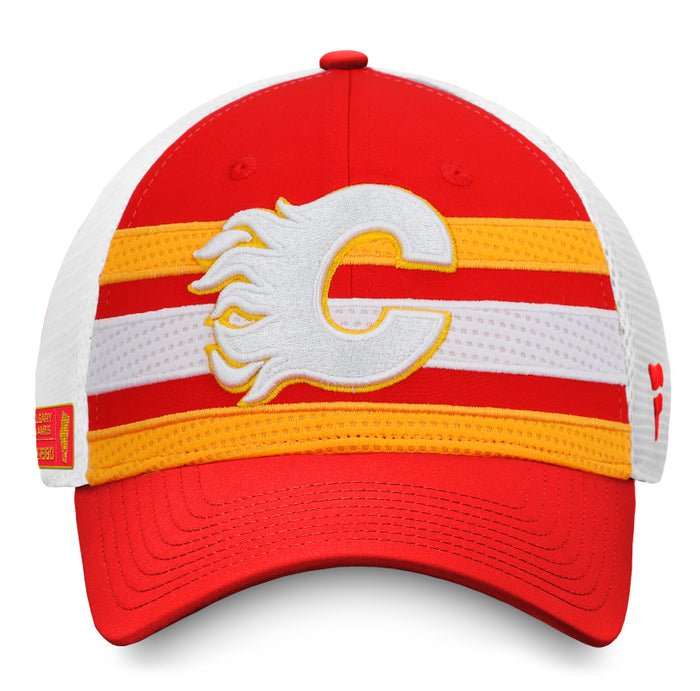 Youth Calgary Flames Fanatics Branded 2020 NHL Draft Authentic Pro Structured Adjustable Trucker Hat