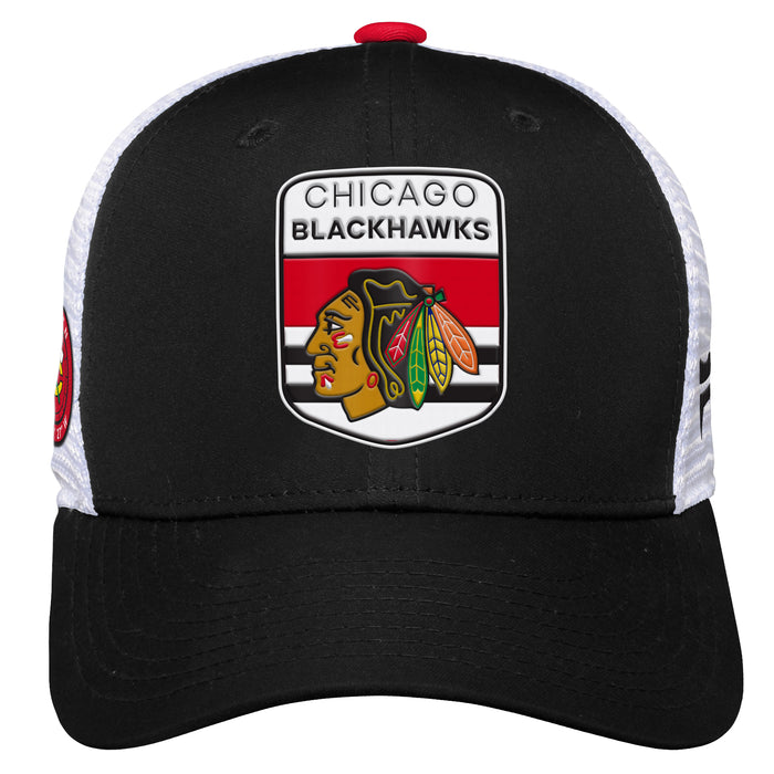 Youth Chicago Blackhawks Fanatics Branded 2023 NHL Draft On Stage Trucker Adjustable Hat