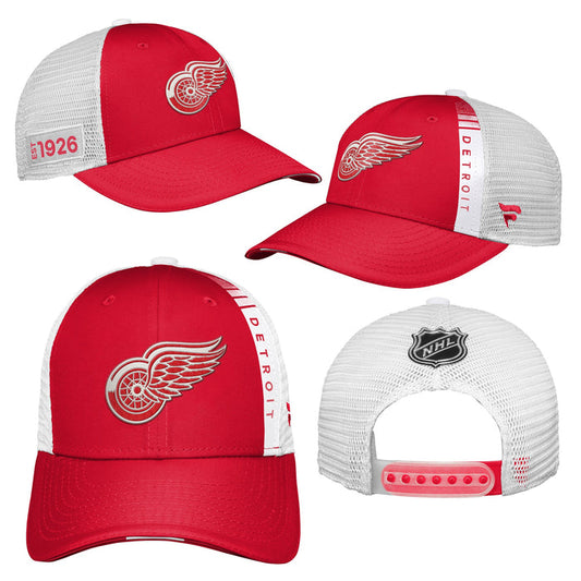 Youth Detroit Red Wings Fanatics Branded 2022 NHL Draft Authentic Pro On Stage Trucker Adjustable Hat