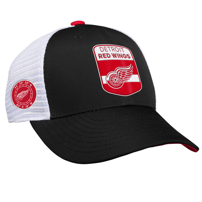 Youth Detroit Red Wings Fanatics Branded 2023 NHL Draft On Stage Trucker Adjustable Hat