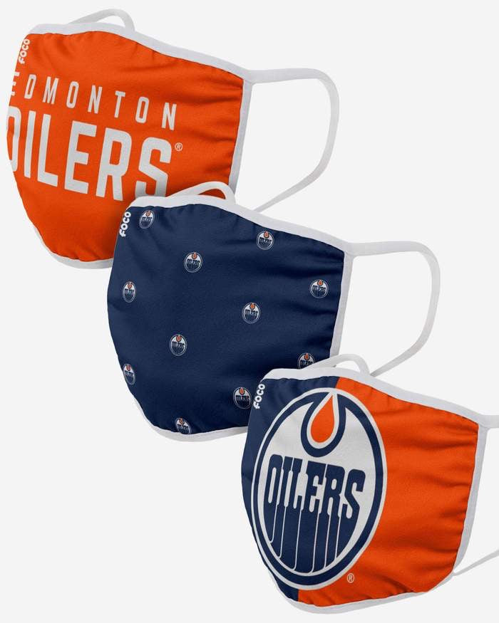 Youth Edmonton Oilers FOCO NHL Face Mask Covers 3 Pack