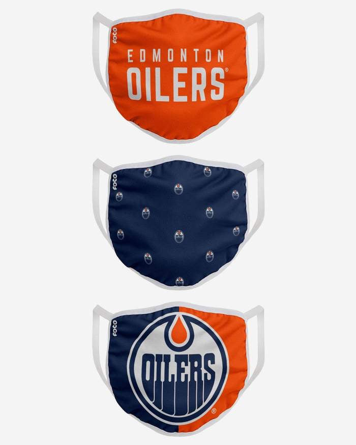 Youth Edmonton Oilers FOCO NHL Face Mask Covers 3 Pack