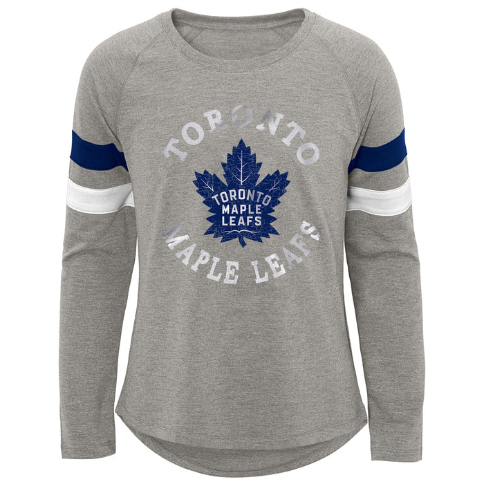 Youth Girls Toronto Maple Leafs Dark Grey Long Sleeve T-Shirt