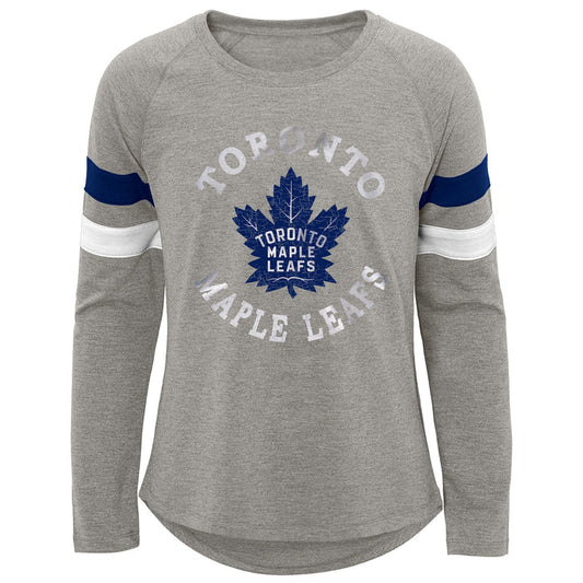 Youth Girls Toronto Maple Leafs Dark Grey Long Sleeve T-Shirt