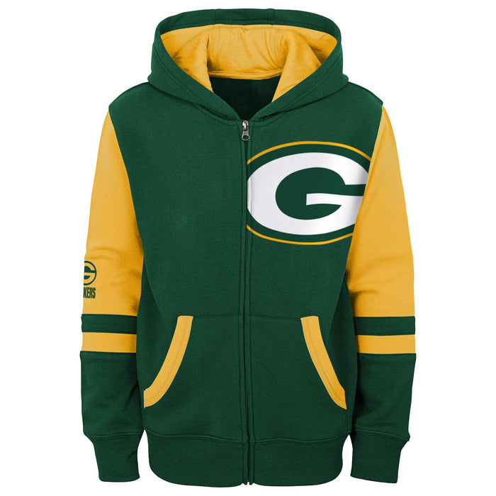 Youth Green Bay Packers Full Zip Fleece Hoodie