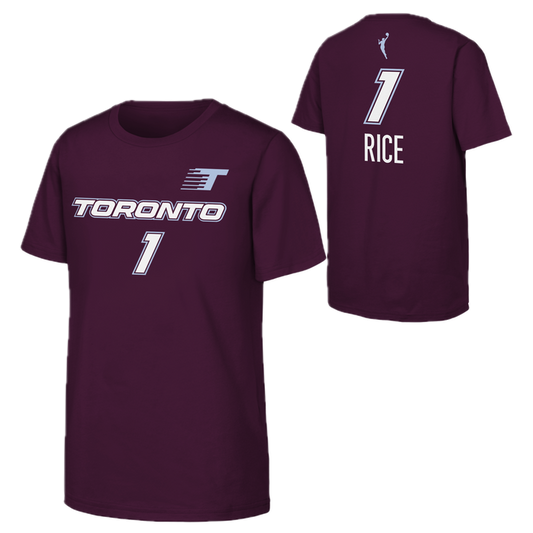 Youth Kiki Rice #1 WNBA Toronto Tempo Name & Number T-Shirt