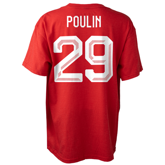 Youth Marie-Philip Poulin #29 Team Canada Hockey Bauer 2026 Winter Olympics Player Name & Number T-Shirt – Red