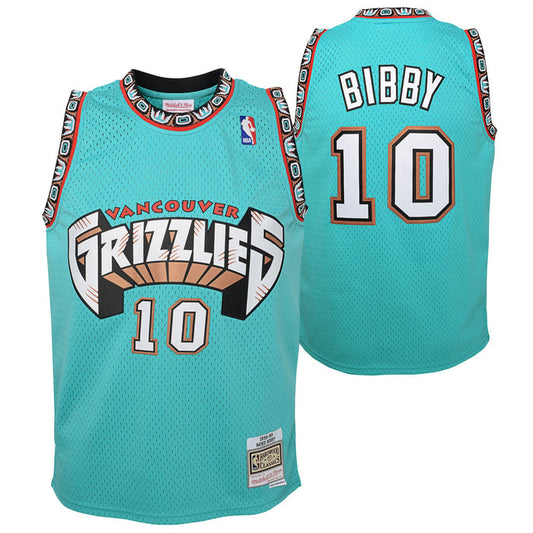 Youth Mike Bibby #10 Vancouver Grizzlies Mitchell & Ness 1998-99 Hardwood Classic Teal Swingman Jersey