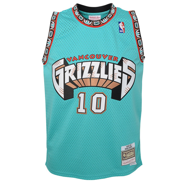 Youth Mike Bibby #10 Vancouver Grizzlies Mitchell & Ness 1998-99 Hardwood Classic Teal Swingman Jersey