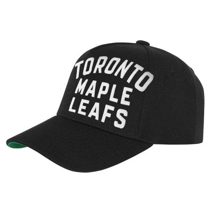 Youth Mitchell & Ness Black Toronto Maple Leafs Busted Logo Wordmark Wrap-Around Pro Pinch Adjustable Hat