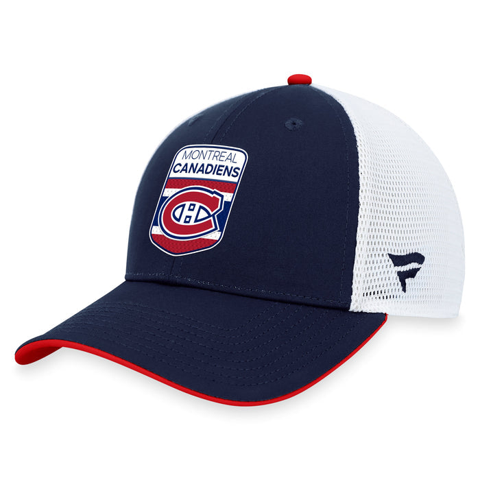Youth Montreal Canadiens Fanatics Branded Blue 2023 NHL Draft On Stage Trucker Adjustable Hat