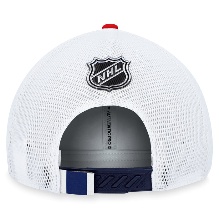 Youth Montreal Canadiens Fanatics Branded Blue 2023 NHL Draft On Stage Trucker Adjustable Hat