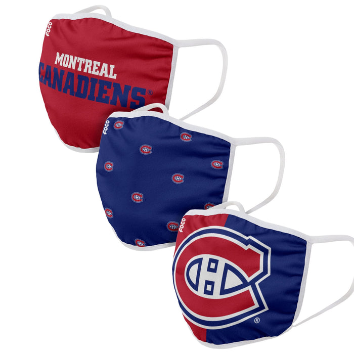 Youth Montreal Canadiens FOCO NHL Face Mask Covers 3 Pack