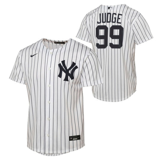 Youth New York Yankees Aaron Judge #99 Outerstuff Pinstripe Base-Line Jersey