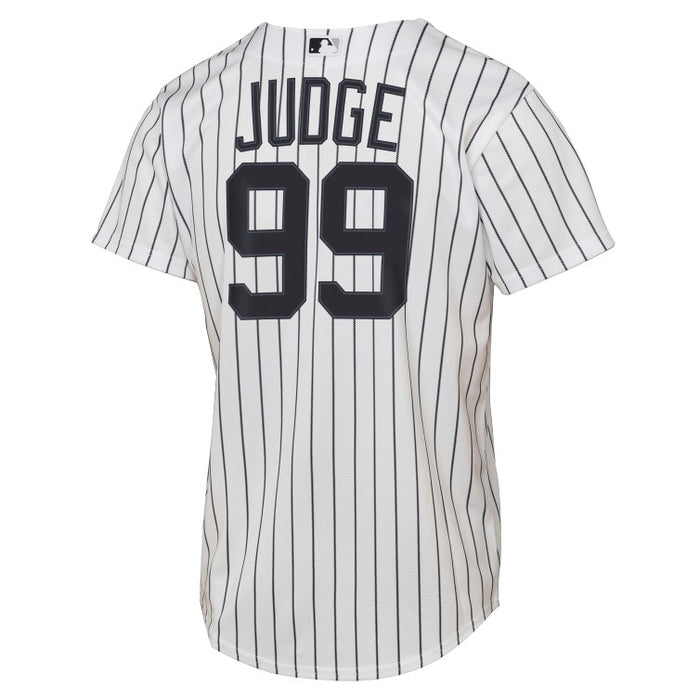Youth New York Yankees Aaron Judge #99 Outerstuff Pinstripe Base-Line Jersey