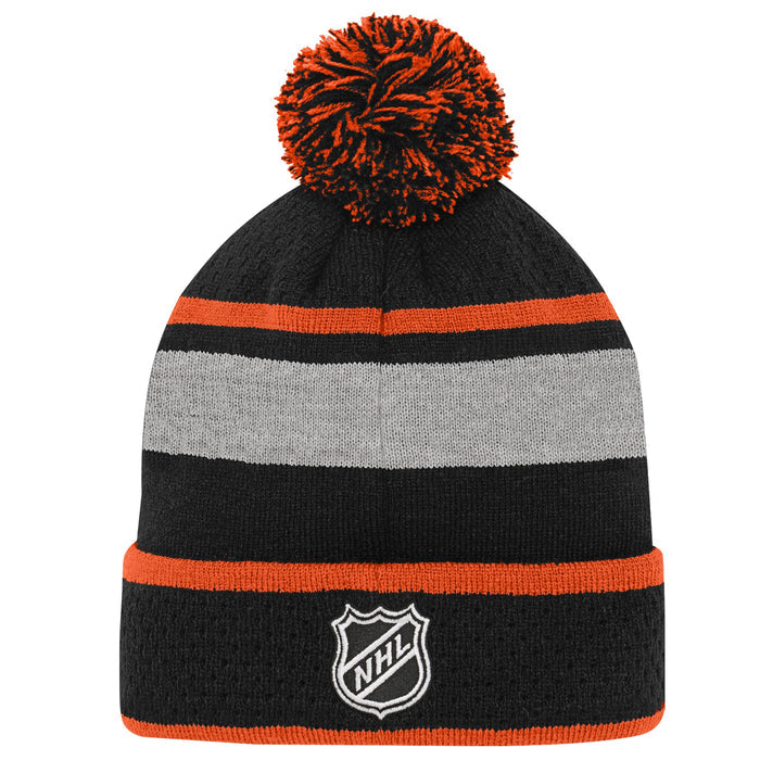 Youth Philadelphia Flyers Black Breakaway Cuffed Knit Hat with Pom