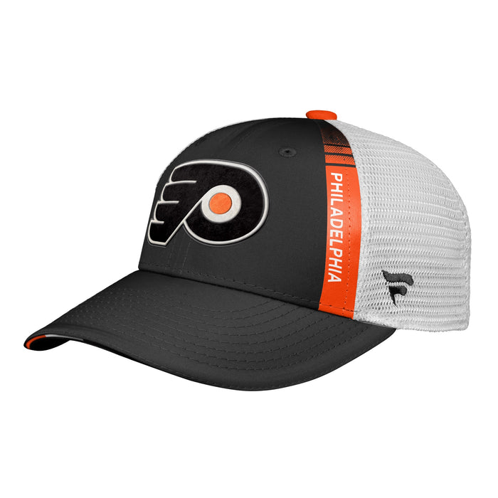 Youth Philadelphia Flyers Fanatics Branded 2022 NHL Draft Authentic Pro On Stage Trucker Adjustable Hat