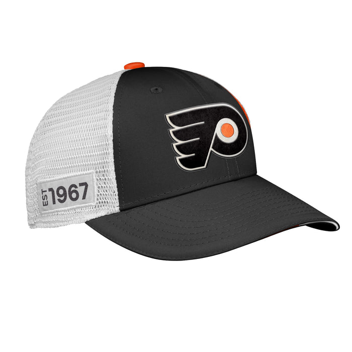 Youth Philadelphia Flyers Fanatics Branded 2022 NHL Draft Authentic Pro On Stage Trucker Adjustable Hat